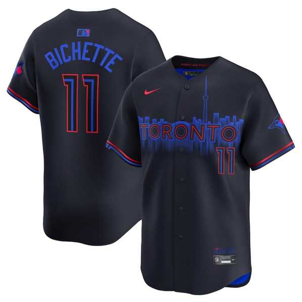 Mens Toronto Blue Jays #11 Bo Bichette Black 2024 City Connect Limited Stitched Baseball Jersey Dzhi